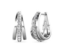 Cate & Chloe Bella 18k White Gold-Plated Hoop Earrings with Simulated Diamond Crystals, Elegant Wedding Jewelry for Women, Giftable Accessory for Her on Christmas, Anniversary, Birthday