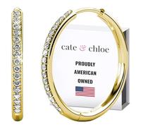 Cate & Chloe Bianca 18k Yellow Gold 25mm Hoop Earrings with Round Cut Simulated Diamond Crystals, Hypoallergenic Jewelry for Women, Gift for Her