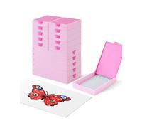 CATEARED 10PCS 2-in-1 Diamond Art Storage, Large Diamond Art Trays with Lids, Craft and Bead Storage Organizer & Line-Up, Box Package (Light Pink, 15 piece Tray Kit)