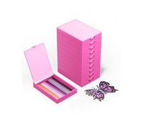 CATEARED 10PCS 2-in-1 Diamond Art Storage, Large Diamond Art Trays with Lids, Craft and Bead Storage Organizer & Line-Up, Box Package (Pink, Large)