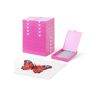 CATEARED 10PCS 2-in-1 Diamond Art Storage, Large Diamond Art Trays with Lids, Craft and Bead Storage Organizer & Line-Up, Box Package (Pink, 15 piece Tray Kit)