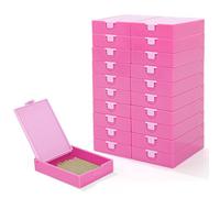 CATEARED 20pcs Trabricks, 2-in-1 Diamond Art Trays with Lids, Diamond Art Storage Box, Anti-Spill Storage Box & Static-Free Painting Tools, Box Package (Dark Pink, Tiny)