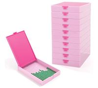 Cateared Trabricks, 2-in-1 Stackable Diamond Art Trays with Lids, Diamond Art Storage Box, Diamond Painting Trays for Confetti Painting, Box Package (Light Pink, Large)