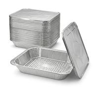 CateCo Half Gastronome Aluminium Foil Tray 32 x 26 cm (9 x 13 Inch) Recyclable Baking Pan, Oven Safe Foil Container for Baking, Heavy Duty Catering, Takeaway & Food Storage (with Lids, 10 Pcs)