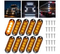Catekro 10 PCS Trailer Side Marker Lights, 12/24V Waterproof LED Lights Super Bright Fender Indicator with 4 LEDs Universal Front Rear Position Lamps E-mark for Car Truck Caravan RV (Amber)