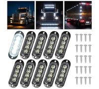 Catekro 10 PCS Trailer Side Marker Lights, 12/24V Waterproof LED Lights Super Bright Fender Indicator with 4 LEDs Universal Front Rear Position Lamps E-mark for Car Truck Caravan RV (White)