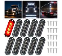Catekro 10× Trailer Side Marker Lights, 12V - 24V, 4 LED, Red LED Lights | Waterproof Marker Clearance Lights Front Rear Indicator Bullet with Smoke Lens Universal E-mark for Car Truck Caravan RV