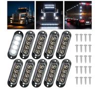 Catekro 10x Trailer Side Marker Lights, 12/24V Waterproof Marker Clearance Lights with 4 LEDs Front Rear Indicator Bullet with Smoke Lens Universal E-mark for Car Truck Caravan RV (White LED Lights)