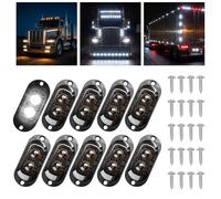 Catekro 10x Trailer Side Marker Lights, 12V-24V Waterproof Marker Clearance Lights with 2 LED Front Rear Indicator Bullet with Smoke Lens Universal for Car Truck Caravan RV (White LED Lights)