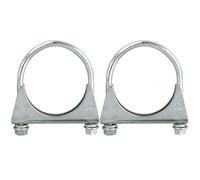 Catekro 2 PCS Exhaust Clamp Saddle Style U Bolt, Universal Adjustable Heavy Duty Exhaust Pipe U Clamp for Cars Repair with Gasket & Nuts Diameter Ø 2.55"/65mm