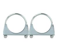 Catekro 2 PCS Exhaust Clamp Saddle Style U Bolt, Universal Adjustable Heavy Duty Exhaust Pipe U Clamp for Cars Repair with Gasket & Nuts Diameter Ø 3.14"/80mm