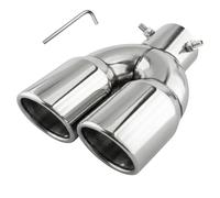 Catekro 38-54mm Stainless Steel Exhaust Tips Double Exit, Dual Design Tail Pipe Trim Universal Adjustable Screw On 1.5"-2.1" Inlet Exhaust Pipe Finisher Exhaust Accessories (High Gloss Silver)