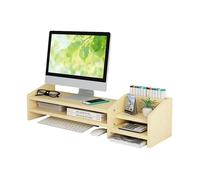 Catekro Monitor Stand Monitor Shelf Computer Booster Stand Computer Laptop Raised Table Desktop Organizer Desktop Computer Mass Storage Shelf Office Storage Space (White Maple Wood)