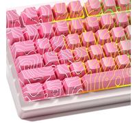 Catekro Shine Through Keycaps with IMD Tech, OEM Profile Custom Keycaps, Keycap Set OEM Profile, 118 Keys Side Printed Keyboard Keycaps for Mechanical Keyboards, Topographic (Pink)