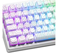 Catekro Shine Through Keycaps with IMD Tech, OEM Profile Custom Keycaps, Keycap Set OEM Profile, 118 Keys Side Printed Keyboard Keycaps for Mechanical Keyboards, Topographic (White)