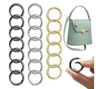 CATELL 20 Pcs Spring O Rings, 27mm Round Metal o Rings Metal Spring Zinc Alloy Round Carabiner Gate O Ring for Handbag Keychain Craft DIY O Ring Clip Silver, Gold, Gun Black