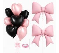 Catelves Bowing Balloons Set Pink and Black 12 Pieces