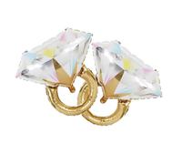 Catelves Diamond Balloons Wedding, Pack of 2 Diamond Ring Foil Balloon Wedding Decoration, Large Wedding Balloons 65 x 60 cm, Gold Diamond Wedding Decoration Balloons Bridal Shower Anniversary
