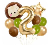 Catelves Wild One Decoration 2nd Birthday Balloons Set, Jungle Animal Lion Foil Balloon 32 Inch Number 2 for 2nd Birthday Decoration Boy and Girl, Birthday Decoration Party Accessories Gift Pack of 11