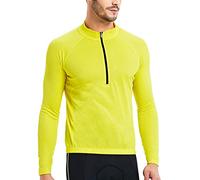 CATENA Men's Cycling Jersey Short & Long Sleeve Bike Top Breathable Quick Dry Sports T-Shirt Half Zipperfor Cycling Running (XL, Yellow(L))