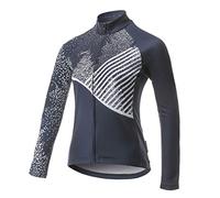 CATENA Women's Cycling Jersey Thermal Shirt Top Autumn Winter Long Sleeve Bicycle Jacket Close-Fitting, Navy, M
