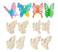 Catephe 16 Set Butterfly 3D Wooden Crafts Set for Kids, 32 Pcs Unfinished Wooden Slices with 4 Styles, Blank Wood Ornaments for DIY Crafts Home Decoration Craft Project