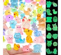 Catephe 60 pcs Mini Resin Animals, 46 Styles Tiny Animal Figures Glow in the Dark for Potted Micro Landscape Garden Aquarium Dollhouse Decor