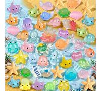 Catephe 60 Pcs Mini Resin Sea Animals, 40 Styles Tiny Animal Figures Glow in the Dark for Potted Micro Landscape Garden Aquarium Dollhouse Decor