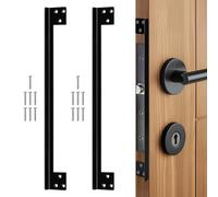 Catephe Door Latch Cover, 2 Pcs Door Latch Guard Plate, L Shaped Security Reinforcement Striker Plates, Cover The Gap Between Door Lock and Door Frame(Black)