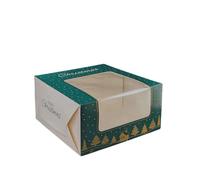Cater4You Windowed Green Christmas Cake Boxes 6x6x4 - Pack of 10