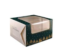 Cater4You Windowed Green Christmas Snowflake Cake Boxes 8x8x5 - Pack of 10