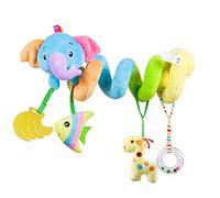 caterbee Baby Car Seat Toy, Activity Spiral Plush pram hanging Toy, cot Accessories with boys or Girls (Elephant)