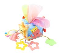 caterbee Baby Tissue Box Toy with Hanging Hook, Sensory Pull Out Fabric Tissues, Rattle & Teether, Montessori Hanging Toy for Stroller, Car Seat & Crib, Infant Development Toy (ocean)
