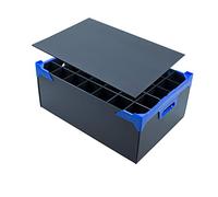 Caterbox Champagne Flute Storage Box with Lid | Stacking Glass Storage Box with 35 Compartments Max Glass Size: H190 x W65mm | Lid Included (Glass Height: 190mm + Lid)