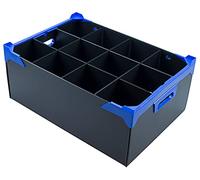 Caterbox StemSafe Glassware Storage Box - 12 to 35 Fixed Compartments - Heights: 190mm, 220mm, 260mm - For Wine Glasses & Flutes (12 Compartments (11cm Cell Width), Glass Height up to 22cm)