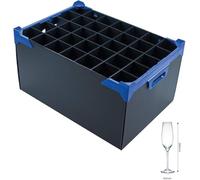 Caterbox StemSafe Glassware Storage Box - 12 to 35 Fixed Compartments - Heights: 190mm, 220mm, 260mm - For Wine Glasses & Flutes (35 Compartments (6.5cm Cell Width), Glass Height up to 26cm)