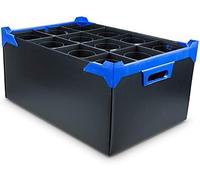 Caterbox StemSafe Glassware Storage Box - 12 to 35 Fixed Compartments - Heights: 190mm, 220mm, 260mm - For Wine Glasses & Flutes (15 Compartments (9cm Cell Width), Glass Height up to 26cm)