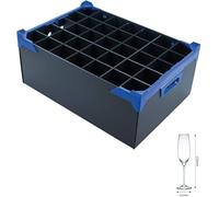 Caterbox StemSafe Glassware Storage Box - 12 to 35 Fixed Compartments - Heights: 190mm, 220mm, 260mm - For Wine Glasses & Flutes (35 Compartments (6.5cm Cell Width), Glass Height up to 22cm)