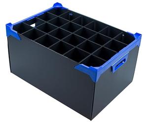 Caterbox StemSafe Glassware Storage Box - 12 to 35 Fixed Compartments - Heights: 190mm, 220mm, 260mm - For Wine Glasses & Flutes (24 Compartments (7.5cm Cell Width), Glass Height up to 26cm)