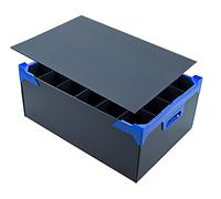 Caterbox Wine Glass Storage Box | Protective Glassware Storage Crate with Dividers | Box with 24 Cell Divider Insert and Lid | Max Glass Size: H190 x W78mm