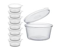 CaterCo 100 Pack 4oz Hinged Plastic Sauce Pots - Clear Deli Portion Pots with Lids for Sauces, Ketchup Containers, Dips, Takeaways, Restaurant, Recyclable Portion, BPA-Free, Leakproof (4oz - 100 Pack)