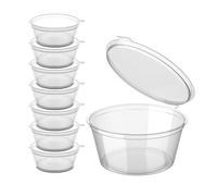 CaterCo 200 Pack 2oz Hinged Plastic Sauce Pots - Clear Deli Portion Pots with Lids for Sauces, Ketchup Containers, Dips, Takeaways, Restaurant, Recyclable Portion, BPA-Free, Leakproof (2oz - 200 Pack)