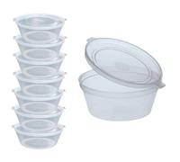 CaterCo 200 Pack 6oz Hinged Plastic Sauce Pots - Clear Deli Portion Pots with Lids for Sauces, Ketchup Containers, Dips, Takeaways, Restaurant, Recyclable Portion, BPA-Free, Leakproof (6oz - 200 Pack)