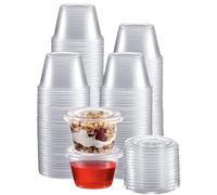 CaterCo 4oz / 100ml Sauce Pot (100 Pack) Containers with Secure Lids - Multi-Use, Leakproof, Round Clear Plastic Storage Container Pots For Sauces, Ketchup, Dips, Salads, Takeaway - (4oz - 100 Pack)