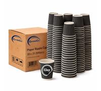 CaterCo 8oz Black Ripple Wall Coffee Cups - 100 Pack Triple Insulated Cups for Hot Drinks, Tea - Recyclable, Black Paper Cups for Cafes, Takeaway, Office, Events - 12oz / 340ml - 50 Pack