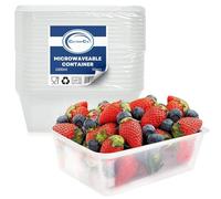 CaterCo Clear Rectangular Plastic Food Containers With Lids - Reusable, Microwave & Freezer Safe, Airtight, Recyclable, BPA-Free, Stackable Container for Meal Prep - Set of 50-1000ml