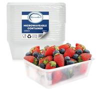 CaterCo Clear Rectangular Plastic Food Containers With Lids - Reusable, Microwave & Freezer Safe, Airtight, Recyclable, BPA-Free, Stackable Container for Meal Prep - Set of 10-1000ml