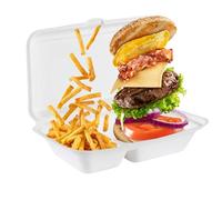 CaterCo Disposable Bagasse Clamshell Food Containers - 9 x 6 inch 2 Compartment 200 Pack Biodegradable Sugarcane Container, Compostable, Eco-Friendly, Takeaway Boxes, 200 Pack, 9x6 Inch, 2 Compartment