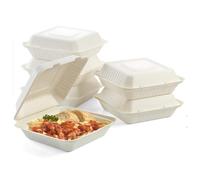 CaterCo Disposable Bagasse Clamshell Food Containers - 9 x 9 inch 200 Pack, Biodegradable Sugarcane Container, Compostable, Eco-Friendly, Takeaway Boxes, 200 Pack - (9x9 Inch, 1 Compartment)