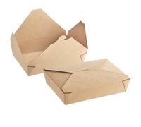 CaterCo Large Kraft Takeaway Boxes 100 X No2 51oz (1450ml) - Biodegradable Cardboard Food Containers for Food, Eco-Friendly - 210x155x47mm - Brown Deli Boxes for Takeaways & Catering (No2-100 Pack)